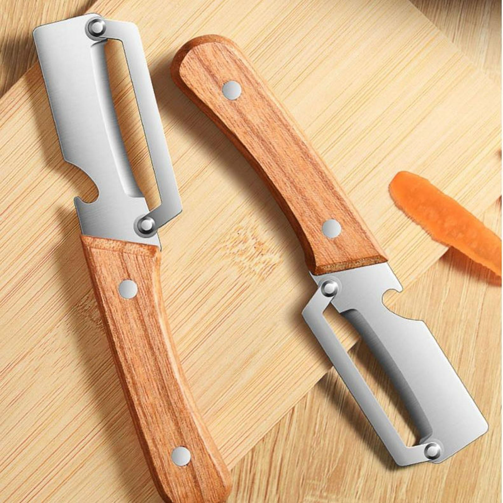 Zero Snag Wooden Kitchen Tool, Zero Snag woodens Peeler, Multi-Functional Vegetable Peeler for Kitchen, 2026 New Stai... - Image 5